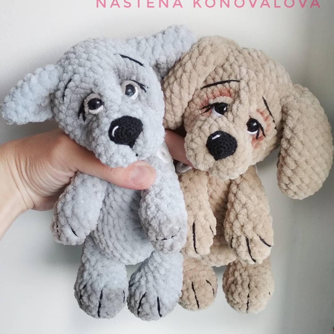 Схема собачки крючком из плюшевой пряжи
