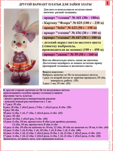 Удивительная модница- зайка Злата и описание платьиц, фото 4