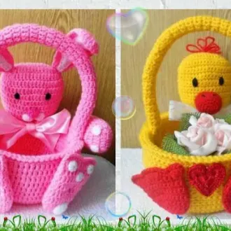 Пасхальные корзинки Зайка и Утёнок