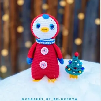 Пингвиненок Лоло и Елка Автор @crochet_by_belousova, Ирина Белоусова