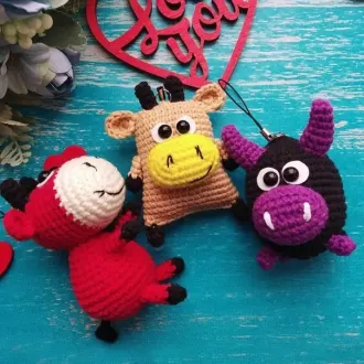 Брелоки Коровки Автор- Crochet toys by Evgenia
